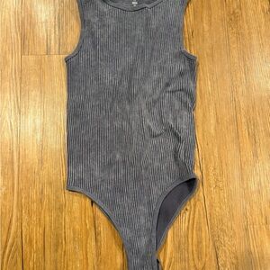 Aura Charcoal Ribbed Kids Bodysuit